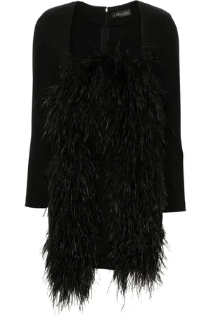 LOULOU Feather-trim mini dress