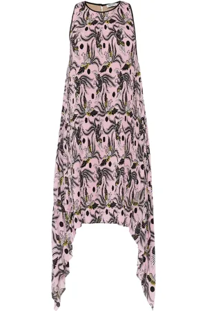 Kenzo Bird-print plissé midi dress