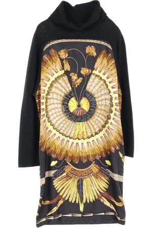 Hermès 2010s feather-print shift dress
