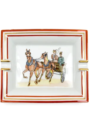 Hermès 1980 Carriage Horse porcelain ashtray