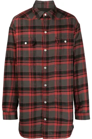 Rick Owens Oversized plaid long-sleeve shirt