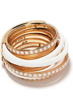 De Grisogono 18kt rose gold layered enamel and diamond ring