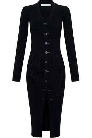 DION LEE Ribbed-knit cotton-blend dress
