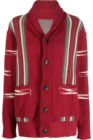 FORTELA Stripe-detail long-sleeve knitted cardigan
