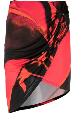 Louisa Ballou Coastline Red Queen-print draped miniskirt