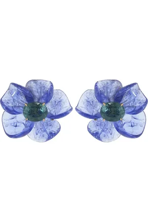 Irene Neuwirth 18kt rose gold Tropical Flower tanzanite tourmaline stud earrings