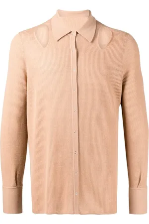 DION LEE Wool-blend rib pointelle shirt