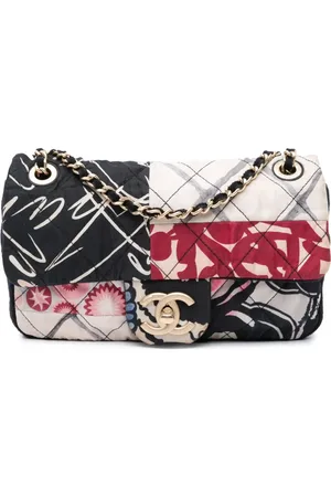 CHANEL 2014 Mini Rectangular Printed Nylon and Jersey Patchwork Single Flap shoulder bag