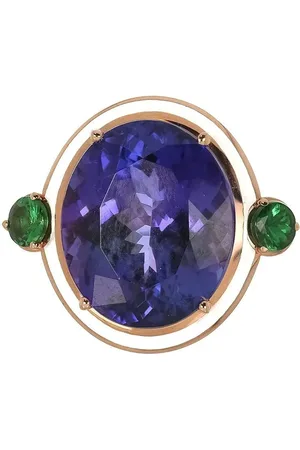 SELIM MOUZANNAR 18kt rose gold tanzanite, tsavorite and white enamel ring
