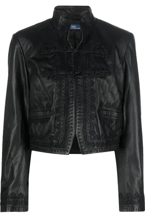 Ralph Lauren Embroidered cropped leather jacket