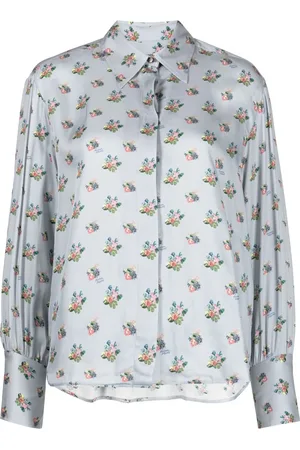 Maison Kitsuné Floral-print twill shirt
