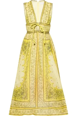 ZIMMERMANN Bandana-print linen-blend dress