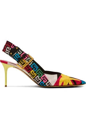 Balmain Ruby monogram-print satin pumps
