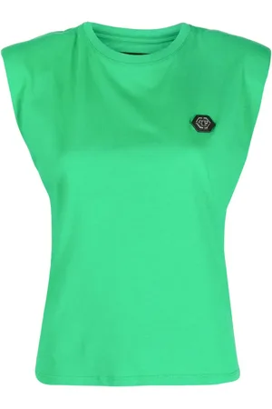Philipp Plein Shoulder-pads logo-patch tank top