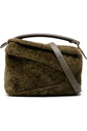 Loewe Small Puzzle shearling tote bag