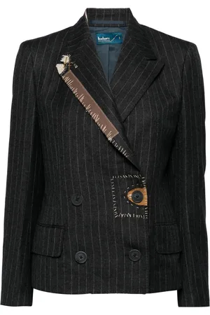 Kolor Stitch-detail pinstripe blazer