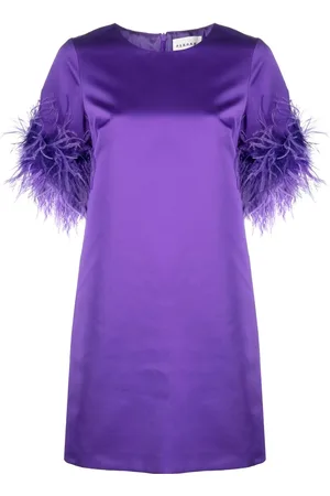 P.A.R.O.S.H. Feather-trim satin dress