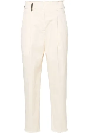 PESERICO SIGN Frayed-brim cropped trousers