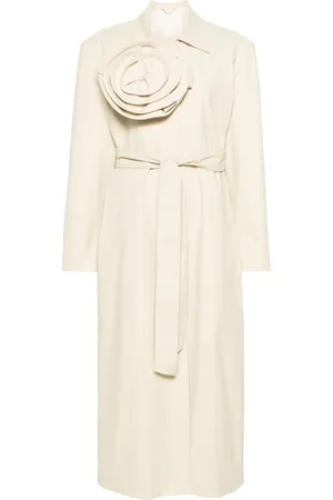 MAGDA BUTRYM Floral-appliqué belted trench coat