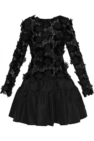 Oscar de la Renta Floral appliqué high-neck minidress