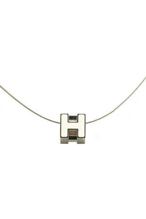 Hermès 2000-2024 Palladium Plated Cage dH Cube Necklace costume necklace