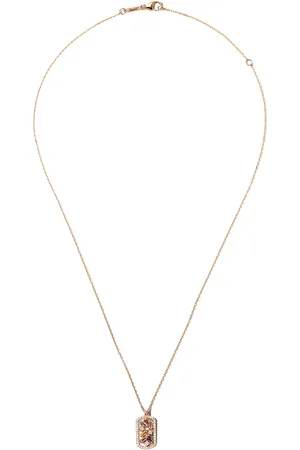 Suzanne Kalan 18kt rose gold Frenzy sapphire dog tag necklace