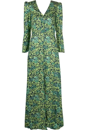 SALONI Margot V-neck silk long dress