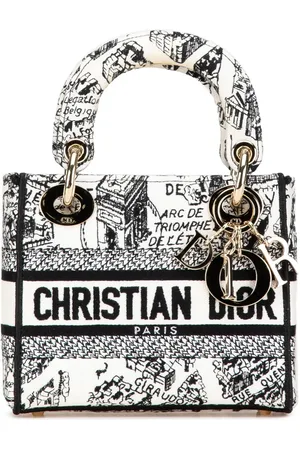 Dior 2023 Mini Embroidered Canvas Plan de Paris Lady D Lite satchel