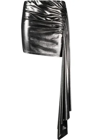 BLUMARINE Draped lamé-effect miniskirt