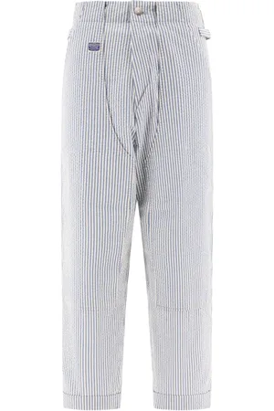 KAPITAL Soccer Stripe Lumber seersucker trousers