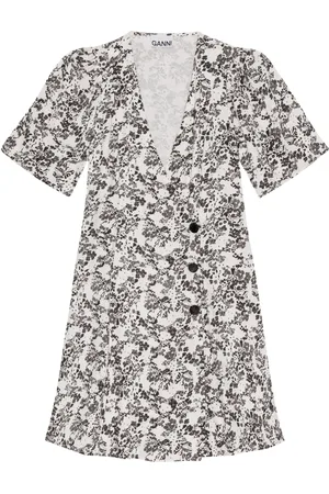 Ganni Floral-print wrap minidress