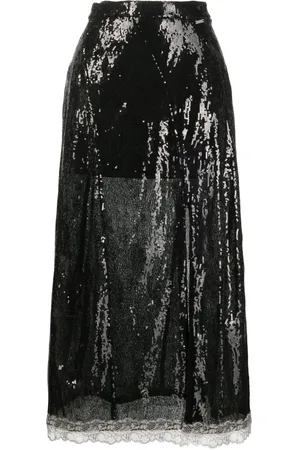 KOCHÉ Sequin-embellished high-waisted skirt