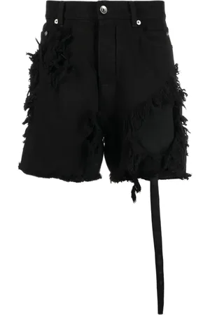 Rick Owens Frayed distressed denim shorts