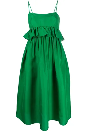 ULLA JOHNSON Spaghetti-straps ruffle-detail dress