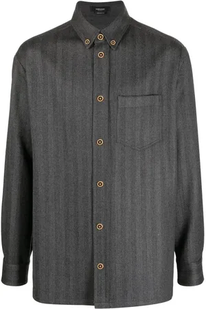 VERSACE Herringbone cashmere overshirt