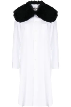 Comme des Garçons Fur-collar midi shirtdress