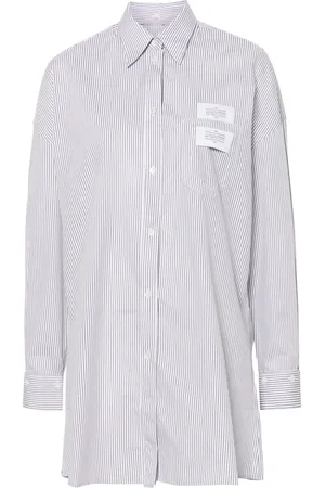 Rokh Logo-patch striped shirt