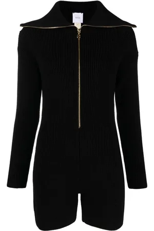 Patou Ribbed-knit long-sleeved playsuit