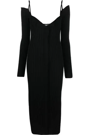 Serafini Ribbed-knit V-neck dress