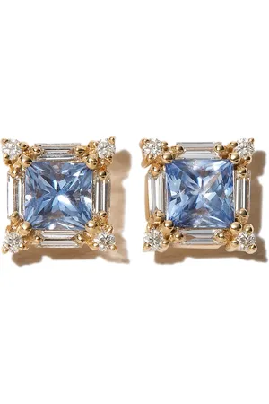 Suzanne Kalan 18K yellow sapphire diamond stud earrings