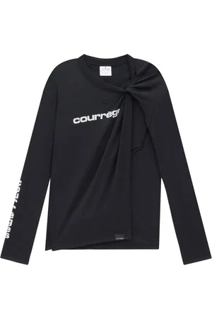 Courrèges Gathered-detailing logo-print jersey