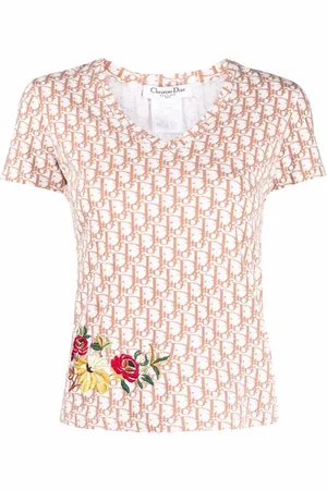 Dior 2005 Trotter floral-embroidery T-shirt