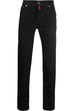 Kiton Double-stitching low-rise slim-fit trousers