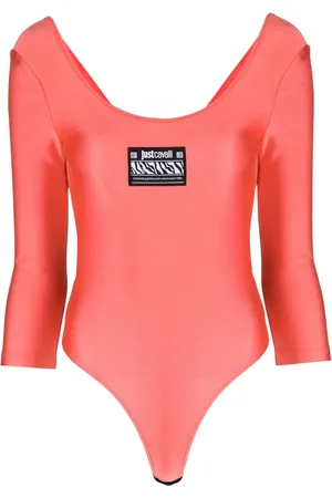 Roberto Cavalli Logo-patch scoop-neck bodysuit