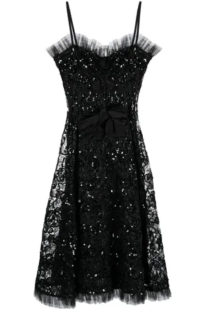 Saint Laurent 1980s sequinned lace flared dress