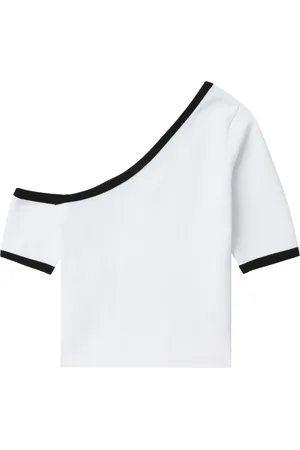 JUUN.J Contrasting-trim one-shoulder top