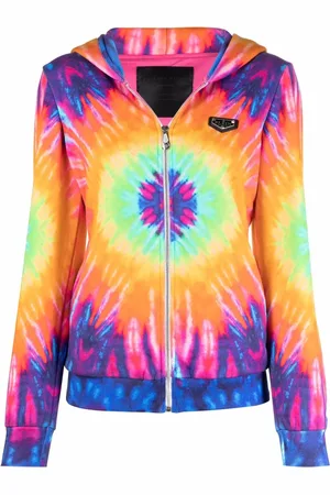 Philipp Plein Logo-print tie-dye zipped hoodie
