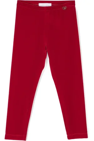 MONNALISA Logo-plaque velvet leggings