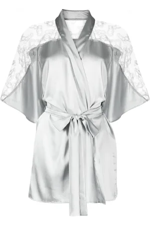 Fleur of England Sigrid lace-panelled satin robe