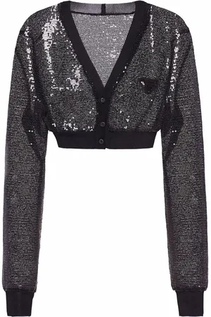 Prada Cropped sequin-embroidered cardigan